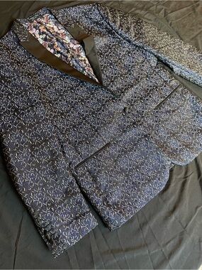Paisley & Gray Slim Fit Jacquard Floral Shawl Lapel Tuxedo Suit 48R 32W